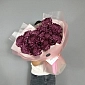 Букет из 15 бордовых хризантем - фото 1