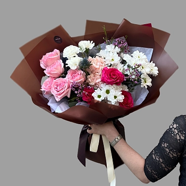 Букет из гортензии и хризантем "Прованс" - фото 2