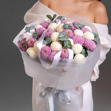 Букет из микс хризантем Momoka 35 - фото 3