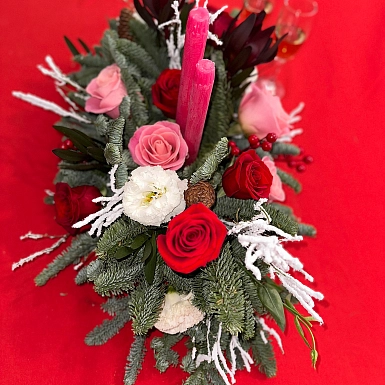 Новогодняя композиция "Зимний бархат - фото 4