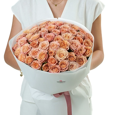 Букет из 51 капучино розы 50 см "Тянь-Шань" - фото 3