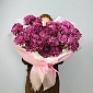 Букет из 25 бордовых хризантем - фото 2