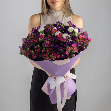 Букет из разноцветных астр S - фото 3