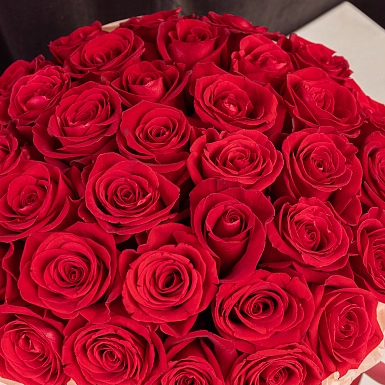 Коробка из 35 красных Голландских роз - фото 5