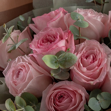 Букет из пионовидных роз David Austin 9 шт - фото 5