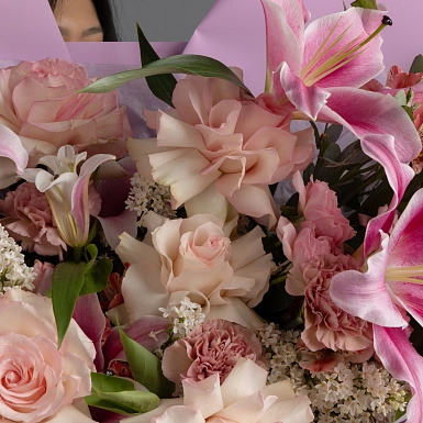 Букет из роз и лилий "Румянец" - фото 5