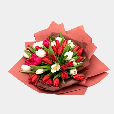 Букет из разноцветных тюльпанов "Spring" S - фото 5