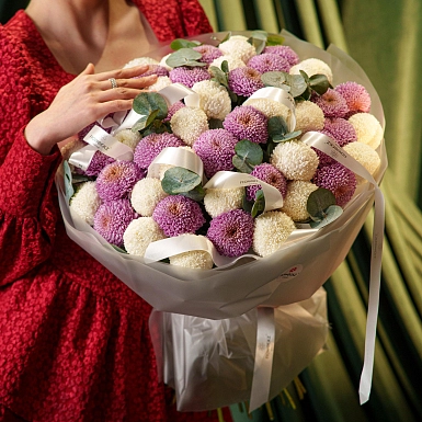 Букет из микс хризантем Momoka 51 - фото 3