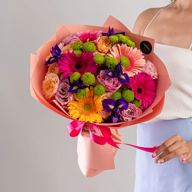 Букет из гербер "Цветочная поляна" - фото 1