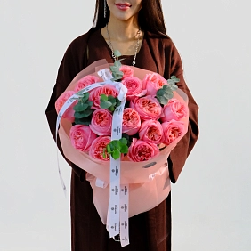 Букет из 15 пионовидных роз Pink Expression
