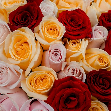 Букет из 101 яркой микс розы 50 см "Тянь-Шань" - фото 5