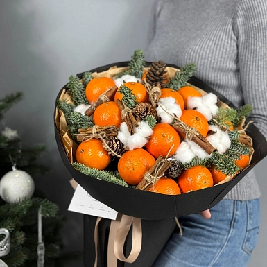 Новогодний букет "Мандариновая сказка" - фото 3