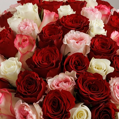 Букет из 101 микс розы 50 см "Тянь-Шань" - фото 5