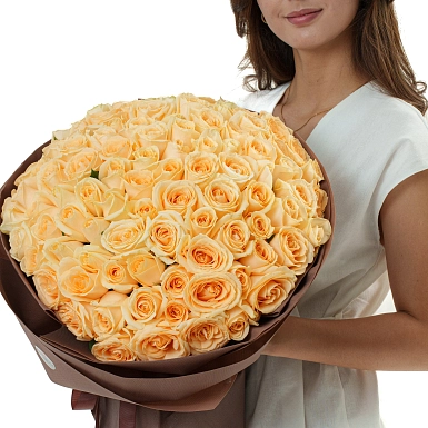 Букет из 101 кремовой розы 50 см "Тянь-Шань" - фото 2