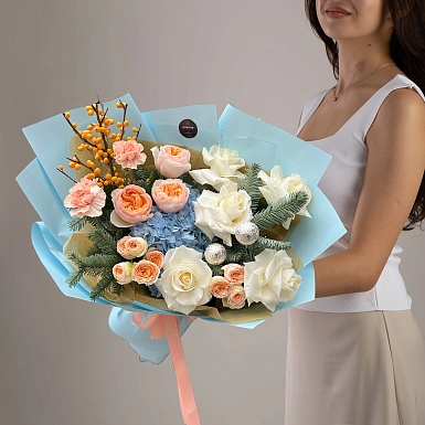 Зимний букет из гортензии "Морозное утро" - фото 3