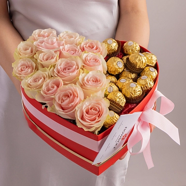 Композиция в сердце "Розовая Симфония" - фото 1