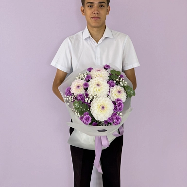 Букет с георгинами "Любимому учителю" - фото 2