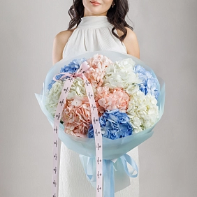 Букет из 9 микс гортензий "Bliss" фото