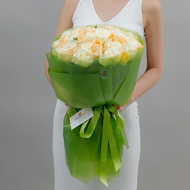 Букет из 51 кремово-белых роз 50 см "Тянь-Шань" - фото 2