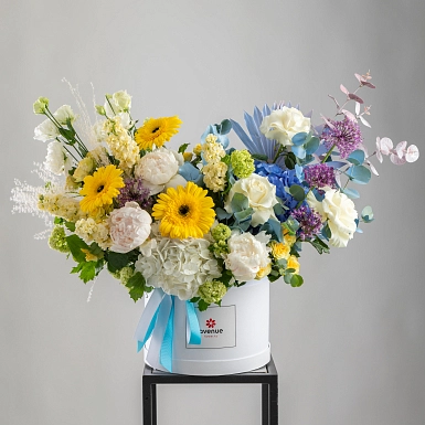 Композиция с герберами в коробке "Летнее настроение" - фото 2