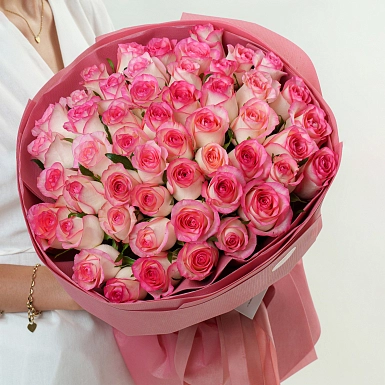 Букет из 51 нежно-розовой розы 50 см "Тянь-Шань" - фото 2