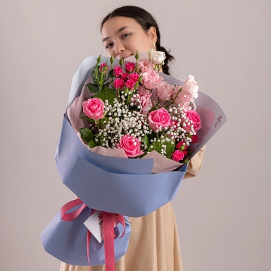 Букет из роз и гипсофил "Darling" - фото 2