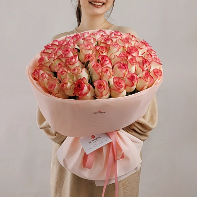 Букет из 51 нежно-розовых роз 50 см "Тянь-Шань" - фото 1