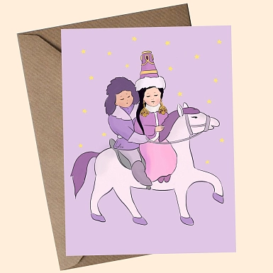 Поздравительная открытка “Прогулка на лошади” - фото 1