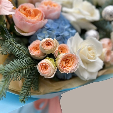 Зимний букет из гортензии "Морозное утро" - фото 5