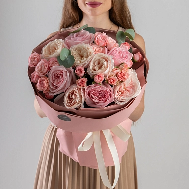 Букет из роз David Austin "Пионовидный оригами" - фото 1