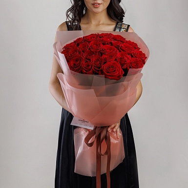 Букет из 25 красных роз 70 см "Тянь-Шань" S  - фото 3