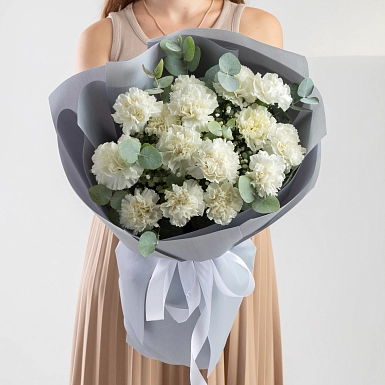 Букет из белых гвоздик "Снежки" - фото 3
