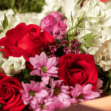 Букет из гортензии и эустом "Ягодное мороженое" фото