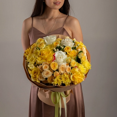Букет с хризантемами "Yellow" - фото 2