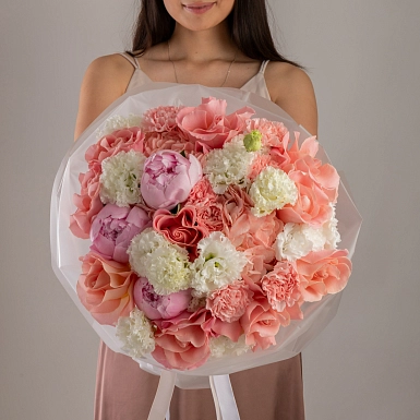 Букет с пионами "Персиковый вкус" - фото 2