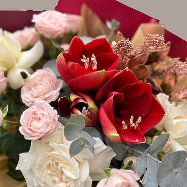 Зимний букет из амариллиса "Звёздная ночь" - фото 5