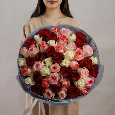 Букет из 51 микс розы 50 см "Тянь-Шань" - фото 3