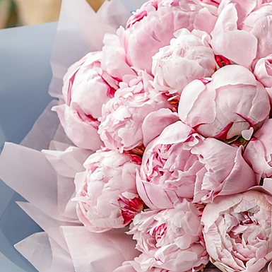 Букет из 25 пионов "Маршмеллоу" - фото 5