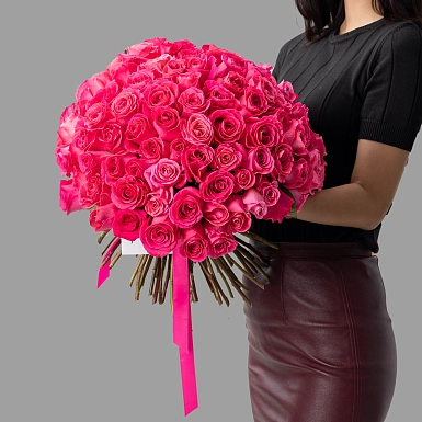 Букет из 101 розовой розы 50 см - фото 2