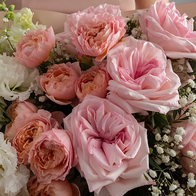 Букет из пионовидных роз и маттиолы "Princess" M - фото 4