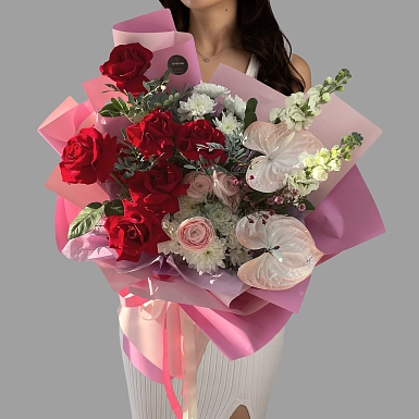 Букет из роз и маттиолы "Моя муза" - фото 2