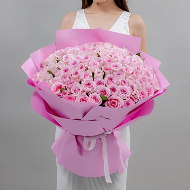 Букет из 101 розовых роз 50 см "Тянь-Шань" - фото 1