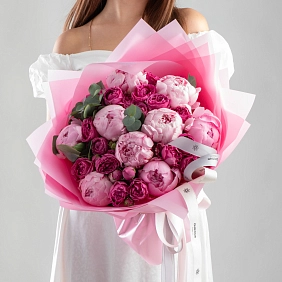 Букет с пионами "Пон-пон"