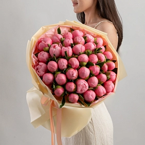 Букет из 35 Голландских пионов "Salmon"