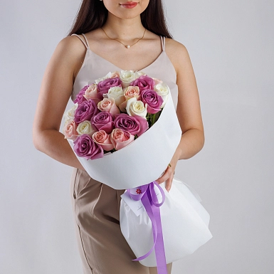 Букет из Голландских микс роз 50 см "Sweet" S - фото 3